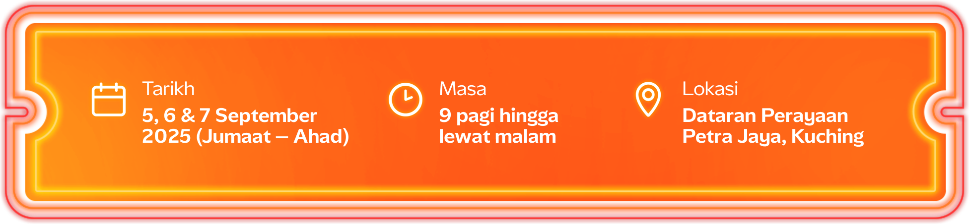 Tarikh, tempat dan masa acara